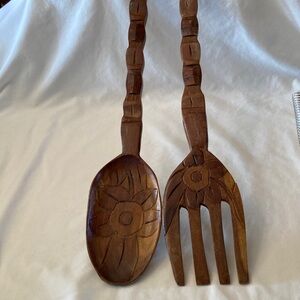 Handcrafted Tiki Wood Fork and Spoon Wall Hanging